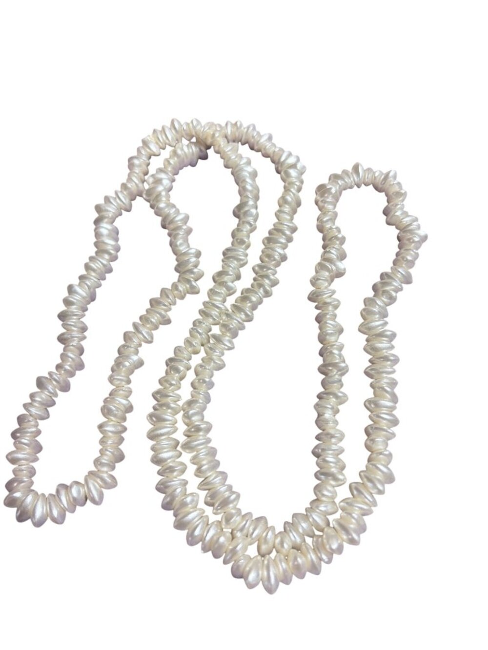 Abstract Plastic Beaded Faux Pearls No Clasp 34 inches Long